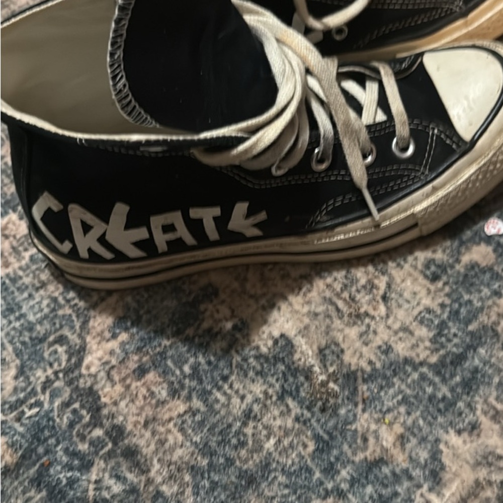 Black and White High-Top Sneakers with 'CREATE' Design